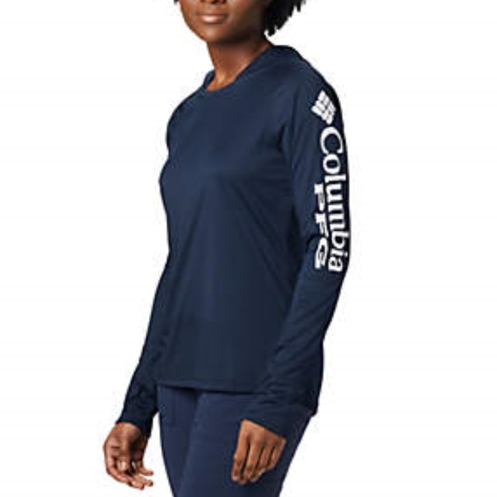 🆕 Columbia Tidal Tee Long Sleeve Activewear Top UPF 50 Navy Blue